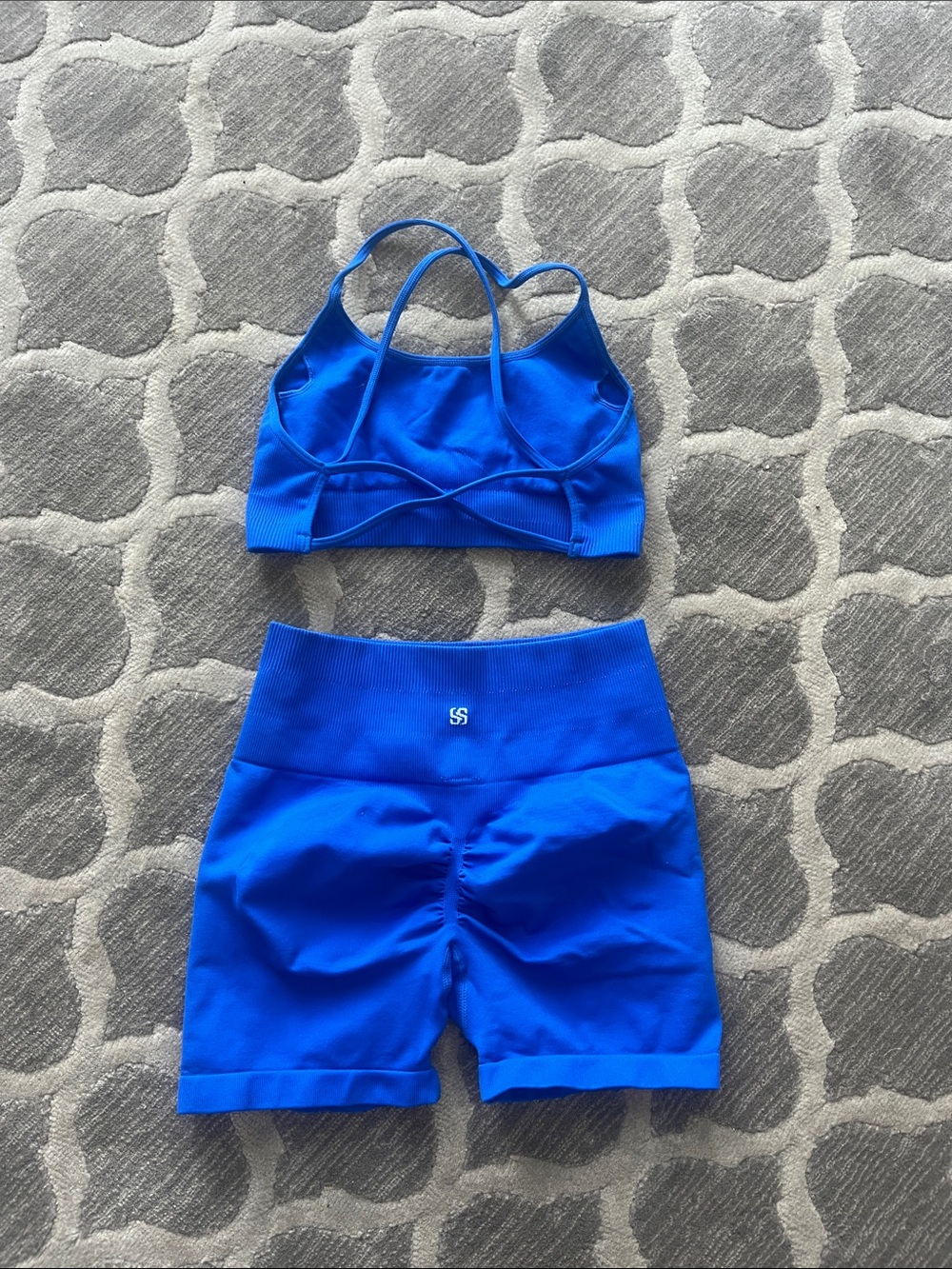 Seamless Bright Blue Bike Shorts - Women's High-Waist Activewear